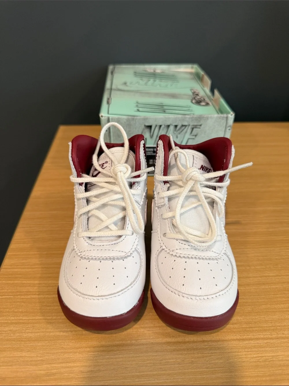 Nike Baby Jordan High-Top Sneakers in White & Red
